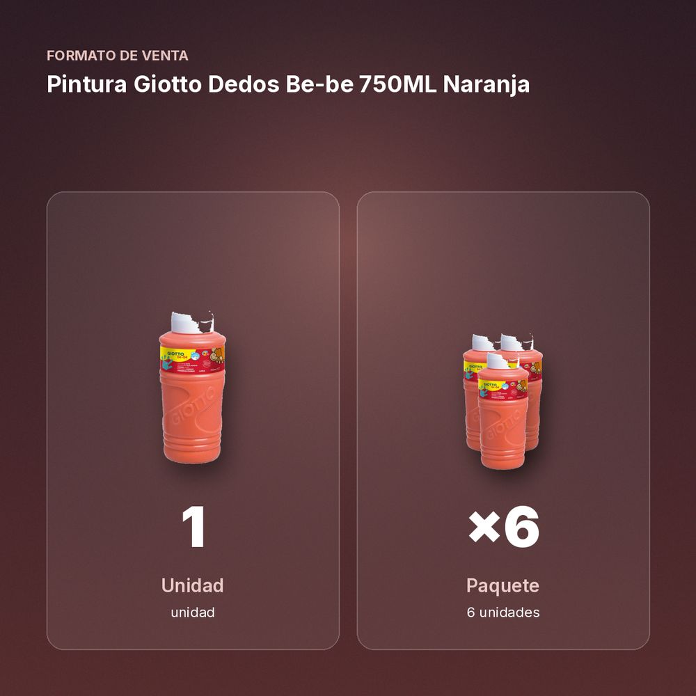 PINTURA GIOTTO DEDOS BE-BE 750ML NARANJA - formato de venta: paquete de 6