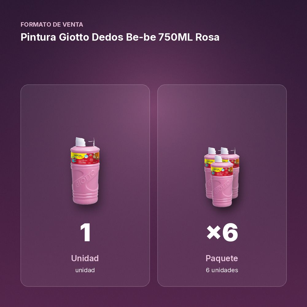PINTURA GIOTTO DEDOS BE-BE 750ML ROSA - formato de venta: paquete de 6