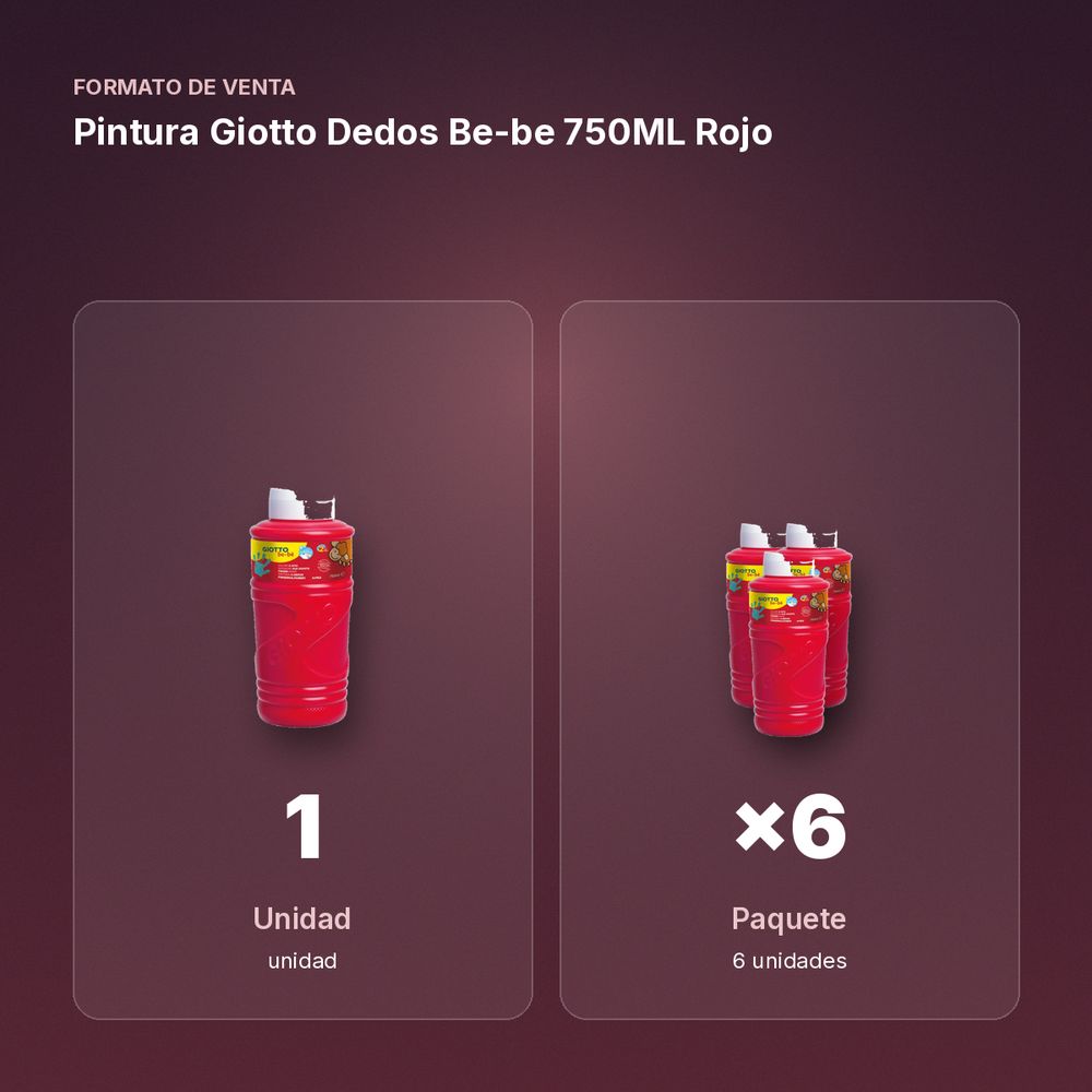 PINTURA GIOTTO DEDOS BE-BE 750ML ROJO - formato de venta: paquete de 6