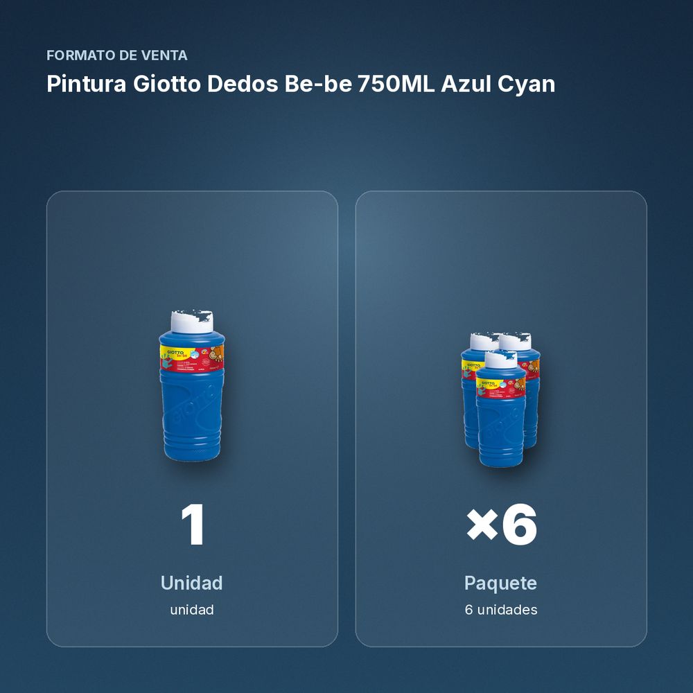 PINTURA GIOTTO DEDOS BE-BE 750ML AZUL CYAN - formato de venta: paquete de 6