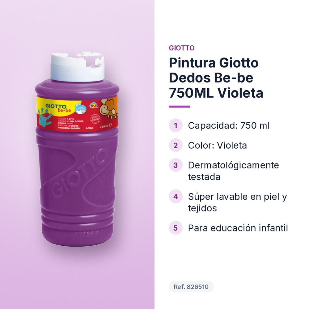 PINTURA GIOTTO DEDOS BE-BE 750ML VIOLETA - características principales