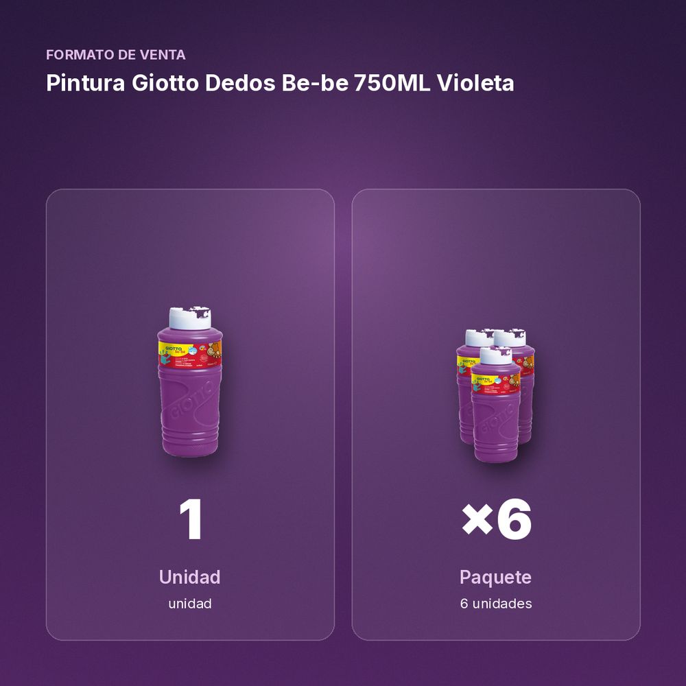 PINTURA GIOTTO DEDOS BE-BE 750ML VIOLETA - formato de venta: paquete de 6