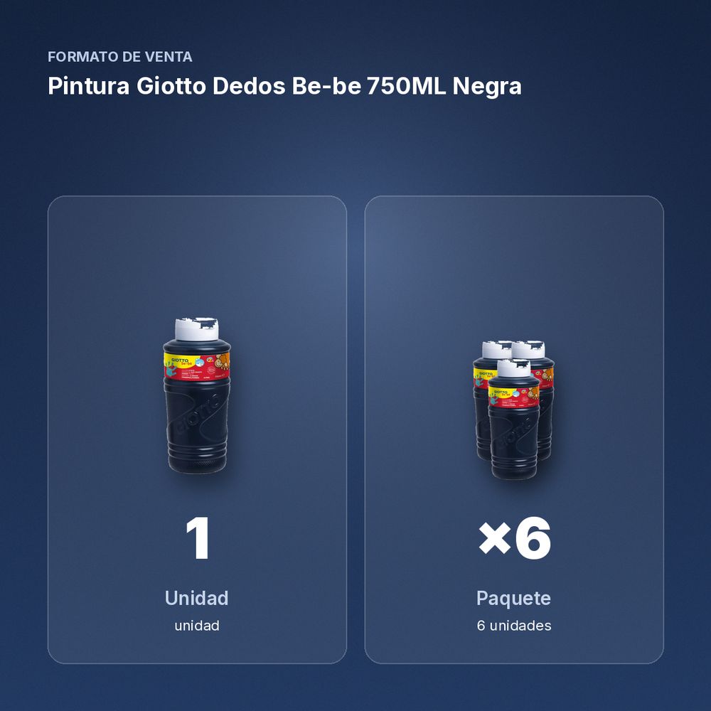 PINTURA GIOTTO DEDOS BE-BE 750ML NEGRA - formato de venta: paquete de 6