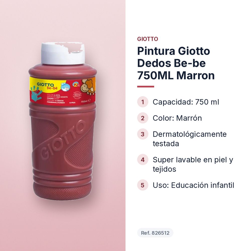 PINTURA GIOTTO DEDOS BE-BE 750ML MARRON - características principales