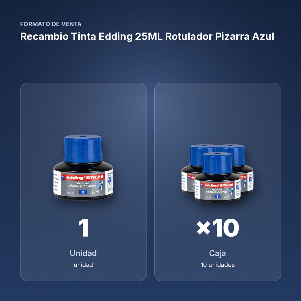 RECAMBIO TINTA EDDING 25ML ROTULADOR PIZARRA AZUL  - formato de venta: caja de 10