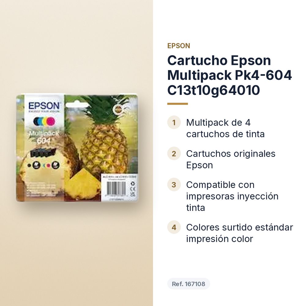 CARTUCHO EPSON MULTIPACK PK4-604 C13T10G64010 - características principales