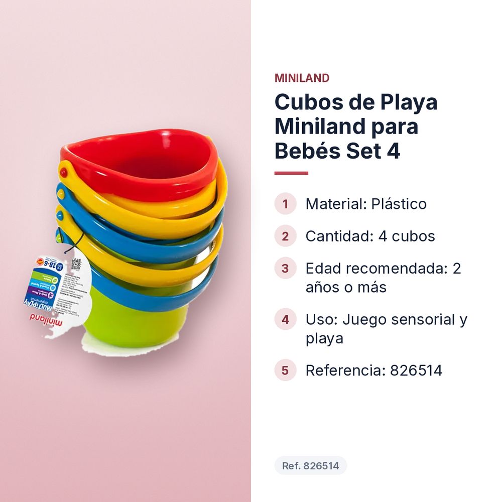 CUBOS DE PLAYA MINILAND PARA BEBÉS SET 4 - características principales