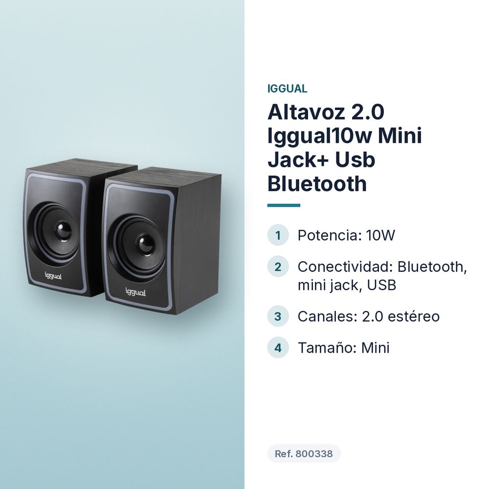 ALTAVOZ 2.0 IGGUAL10W MINI JACK+ USB BLUETOOTH - características principales