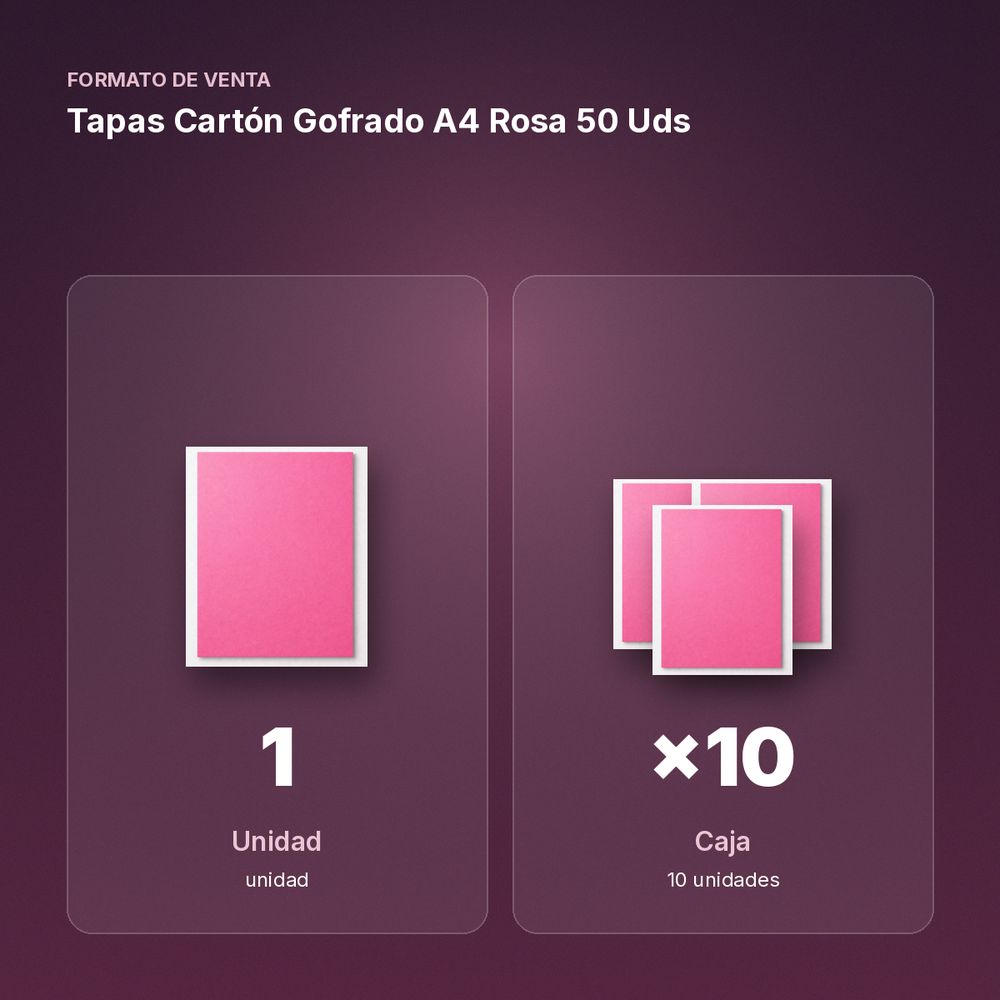 TAPAS CARTÓN GOFRADO A4 ROSA 50 UDS - formato de venta: caja de 10