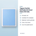 TAPAS CARTÓN GOFRADO A4 AZUL CLARO 50 UDS  - características principales