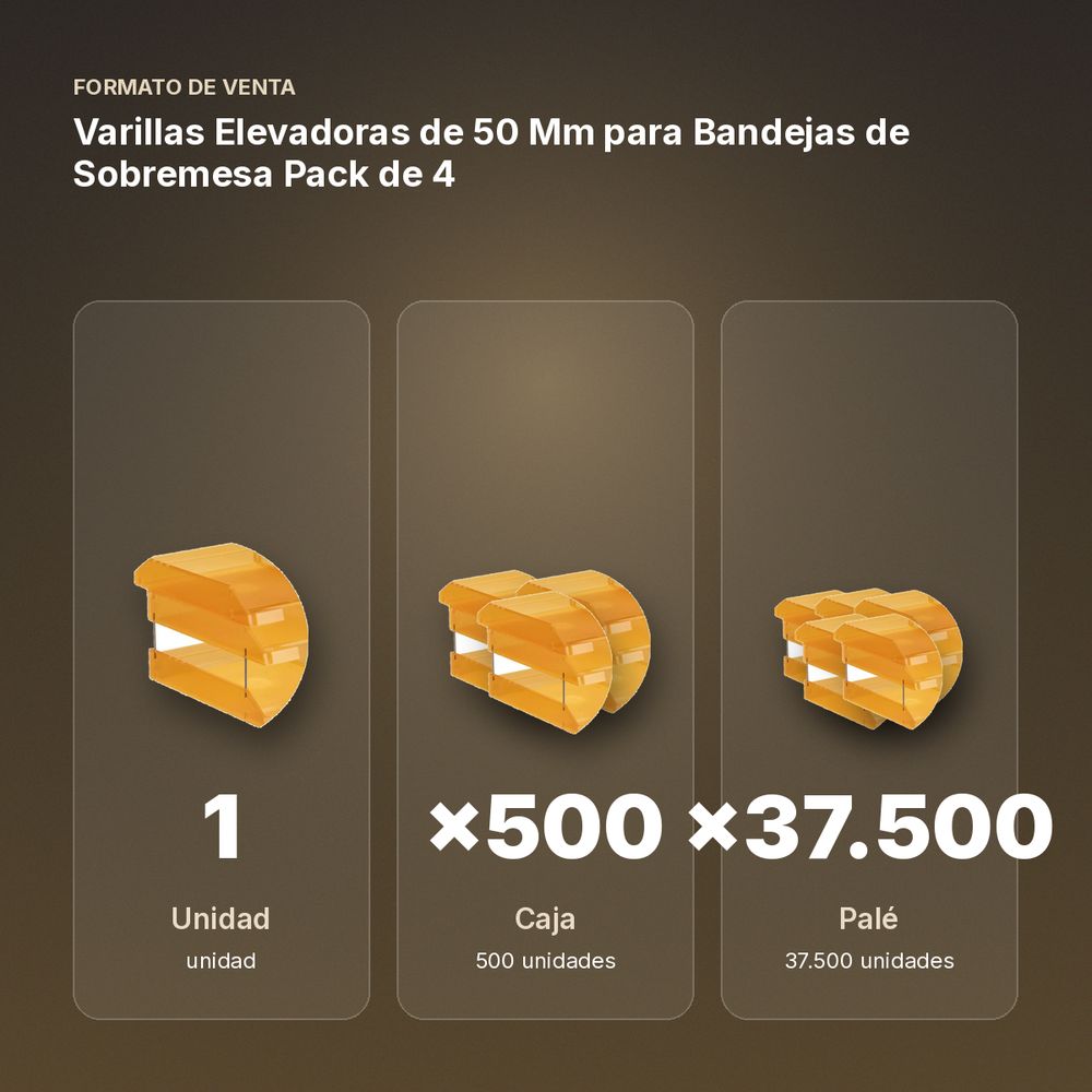 VARILLAS ELEVADORAS DE 50 MM PARA BANDEJAS DE SOBREMESA PACK DE 4  - formato de venta: caja de 500, palé de 37500