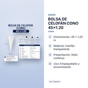 BOLSA DE CELOFÁN CONO 45x1.20 - características principales