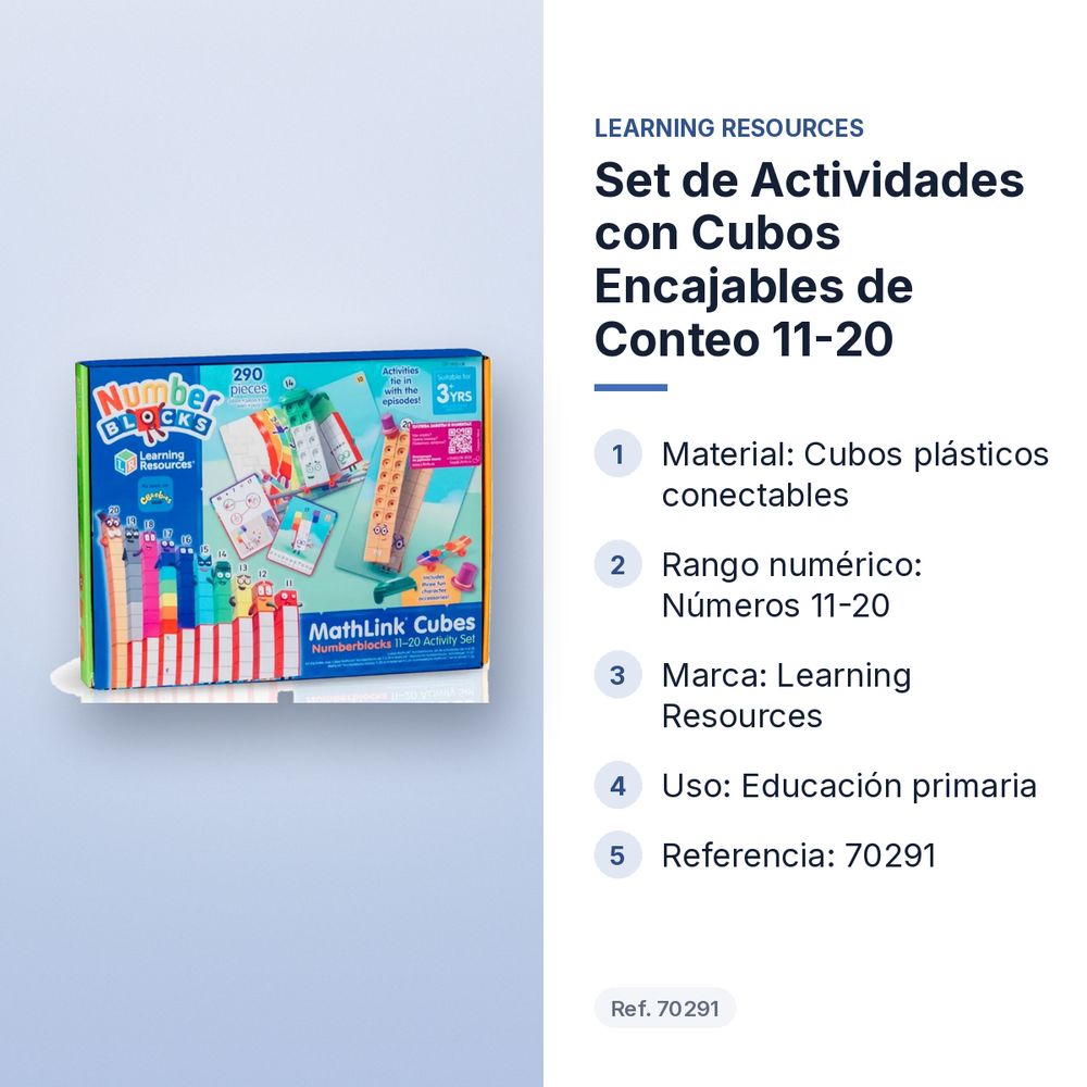 SET DE ACTIVIDADES CON CUBOS ENCAJABLES DE CONTEO 11-20 - características principales