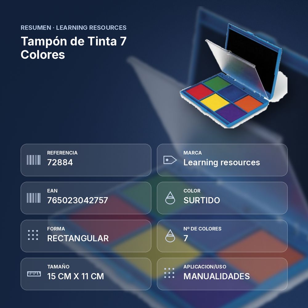 TAMPÓN DE TINTA 7 COLORES - resumen de atributos