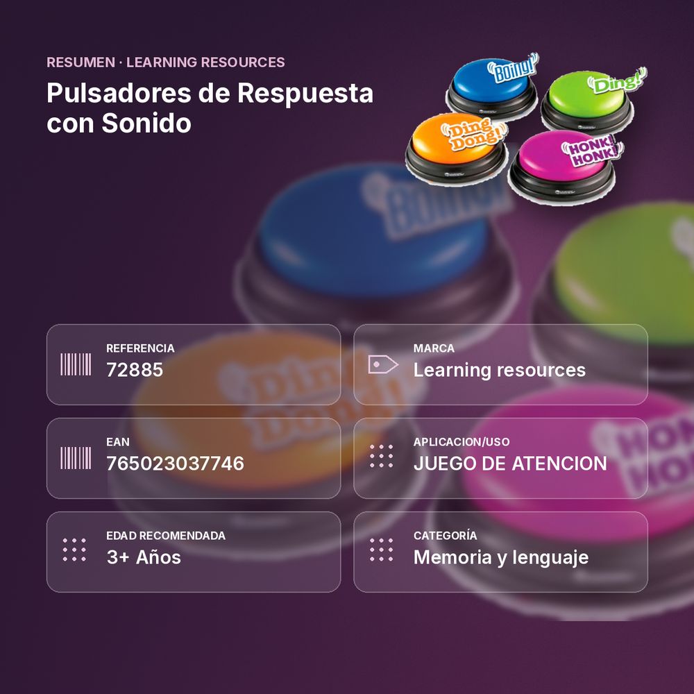 PULSADORES DE RESPUESTA CON SONIDO - resumen de atributos
