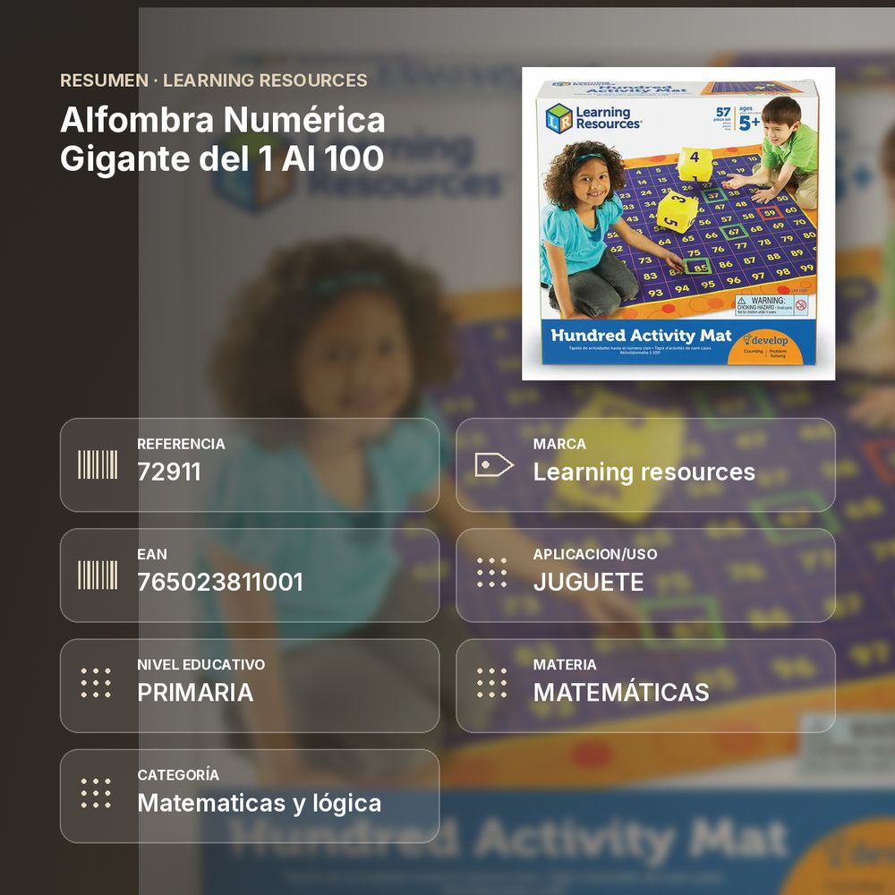 ALFOMBRA NUMÉRICA GIGANTE DEL 1 AL 100 - resumen de atributos