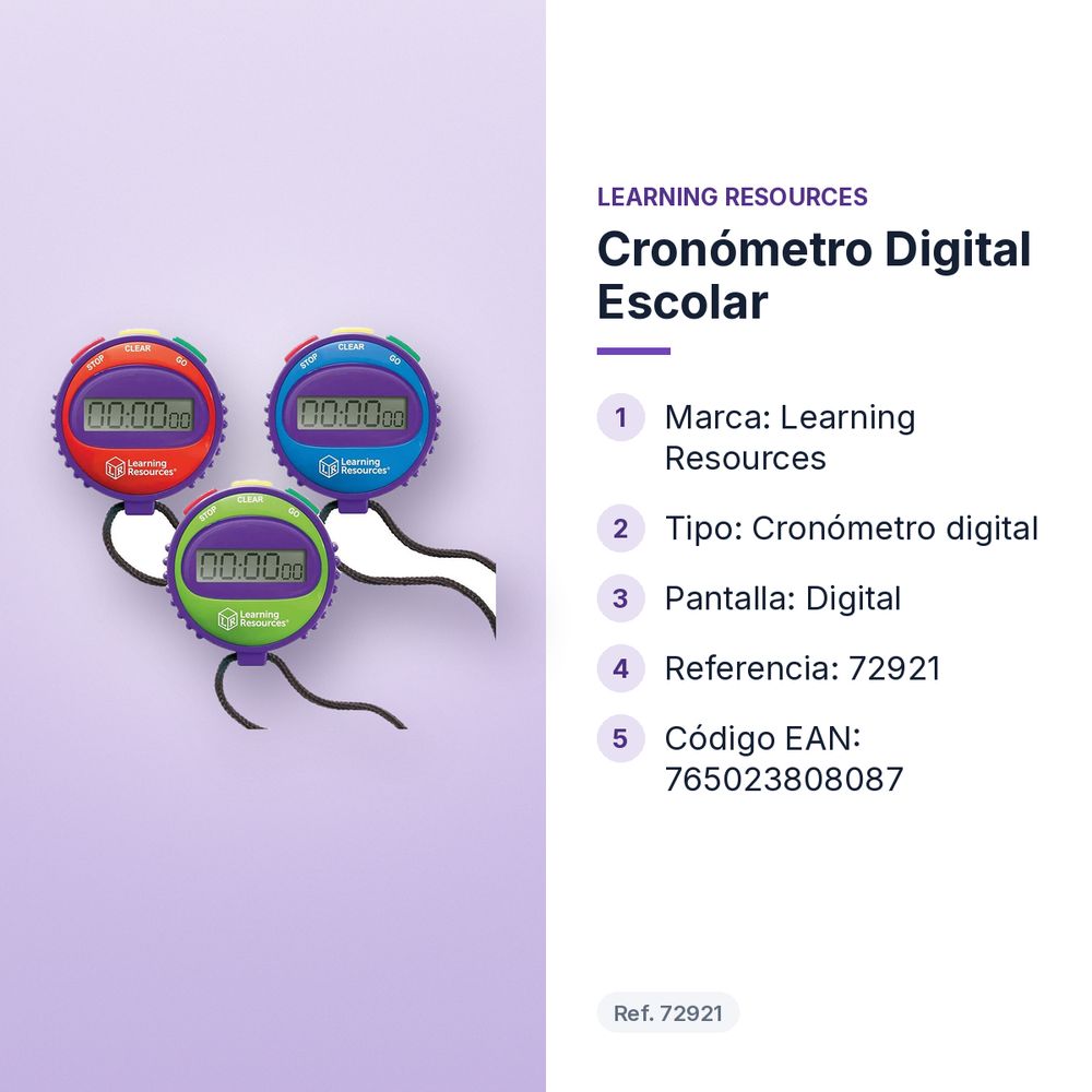 CRONÓMETRO DIGITAL ESCOLAR - características principales