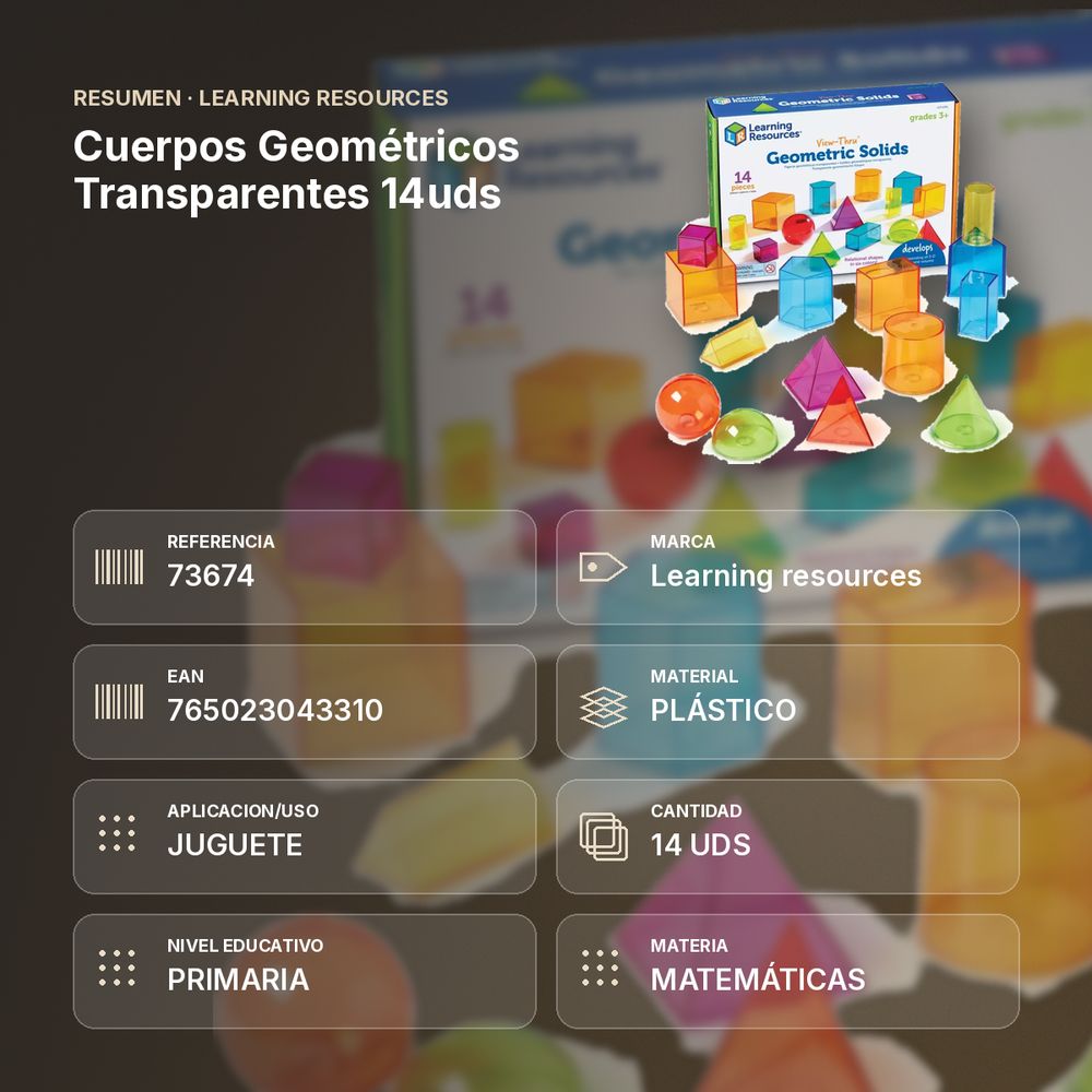CUERPOS GEOMÉTRICOS TRANSPARENTES 14UDS - resumen de atributos