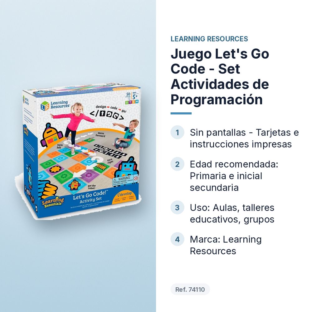 JUEGO LET'S GO CODE - SET ACTIVIDADES DE PROGRAMACIÓN - características principales