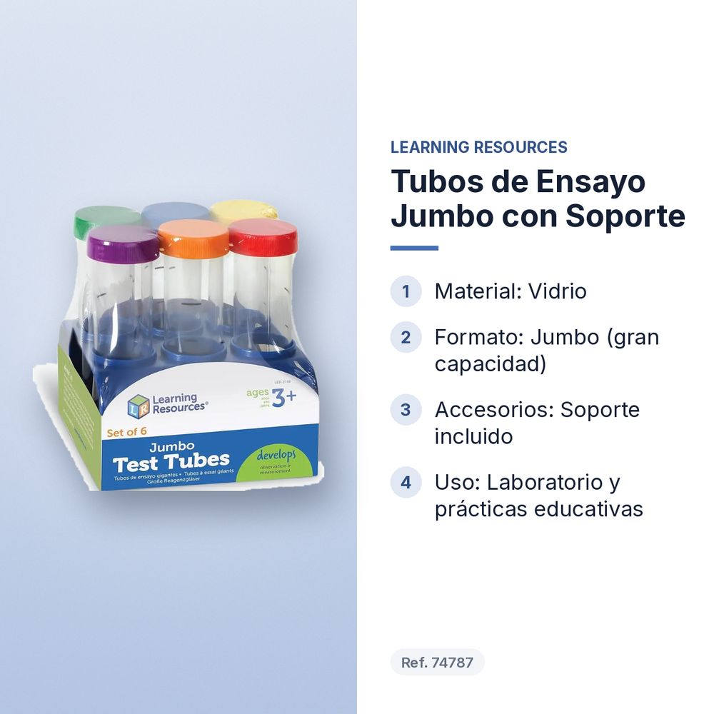 TUBOS DE ENSAYO JUMBO CON SOPORTE - características principales