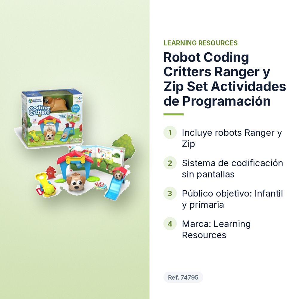ROBOT CODING CRITTERS RANGER Y ZIP SET ACTIVIDADES DE PROGRAMACIÓN - características principales