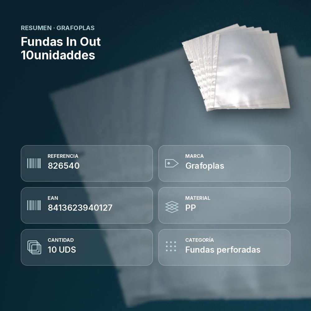 FUNDAS IN OUT 10UNIDADDES  - resumen de atributos
