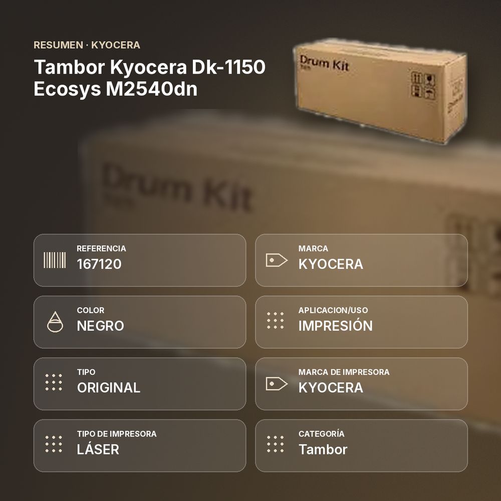 TAMBOR KYOCERA DK-1150 ECOSYS M2540DN - resumen de atributos
