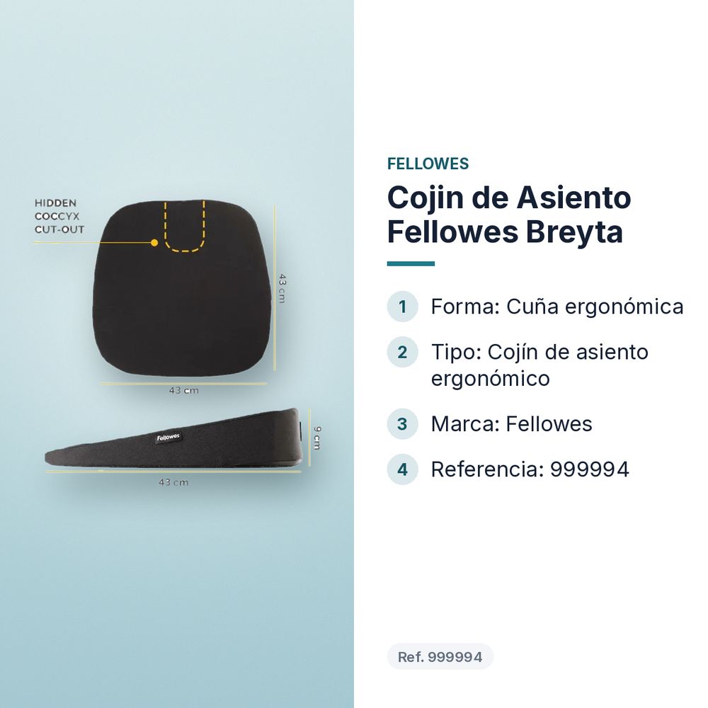 COJIN DE ASIENTO FELLOWES BREYTA - características principales