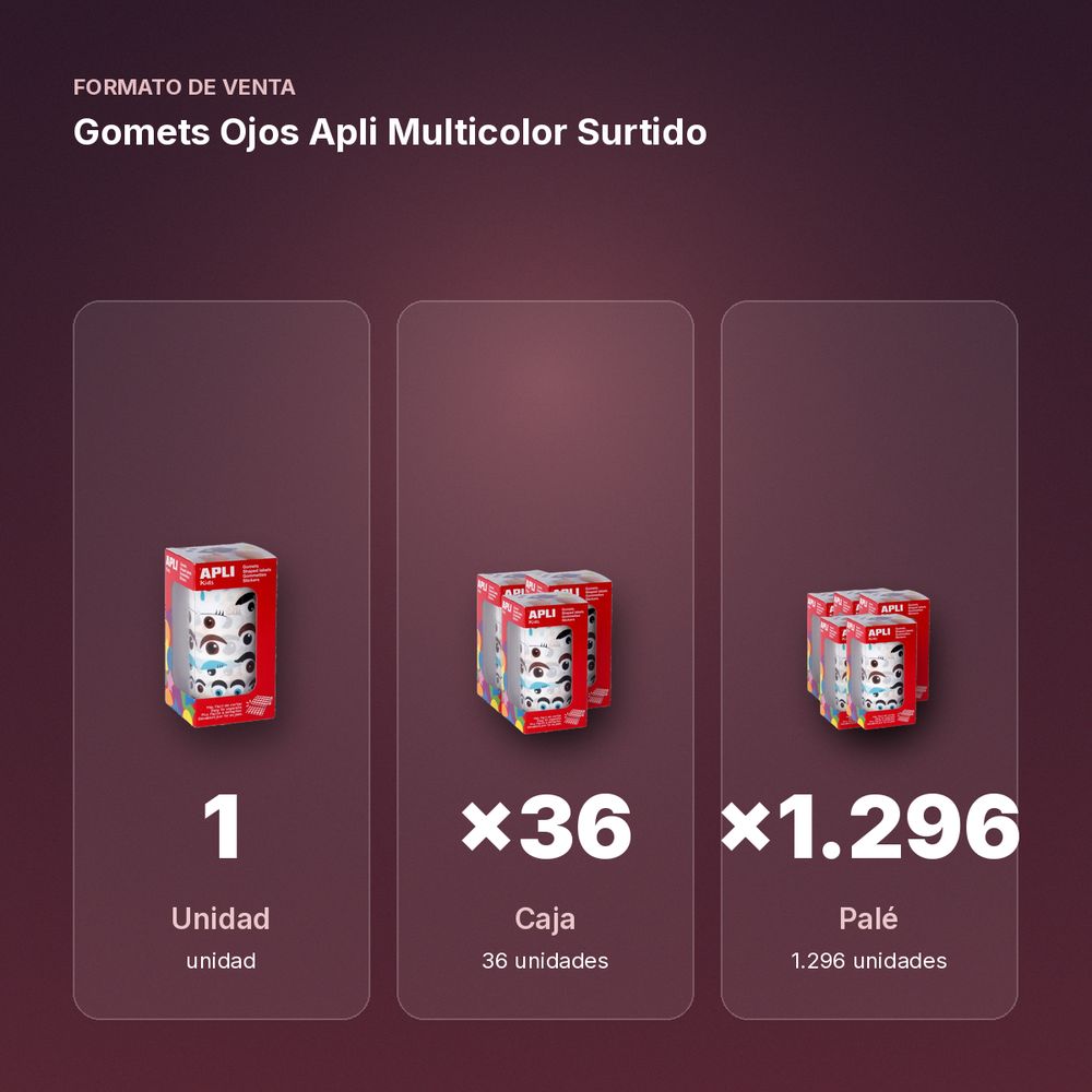 GOMETS OJOS APLI MULTICOLOR SURTIDO - formato de venta: caja de 36, palé de 1296