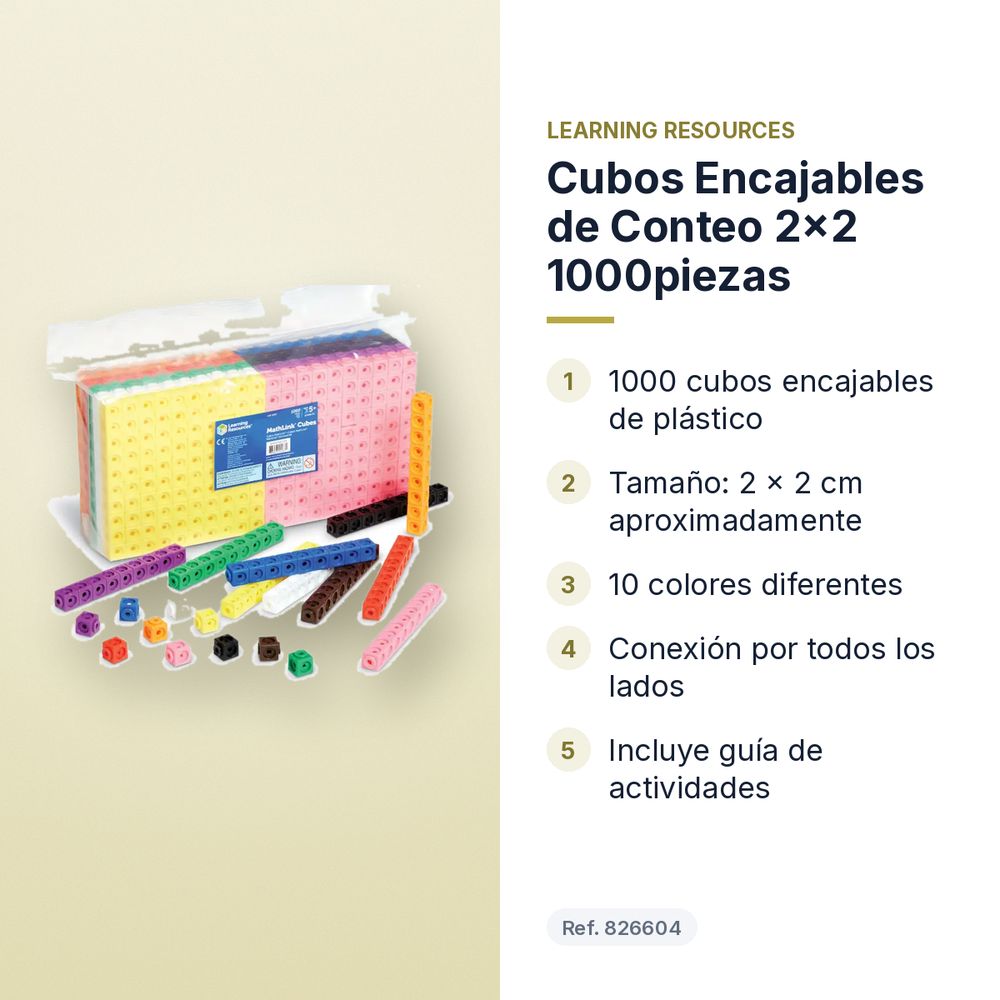 CUBOS ENCAJABLES DE CONTEO 2X2 1000PIEZAS - características principales