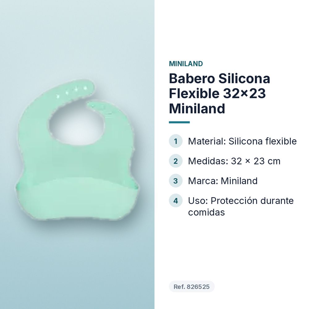 BABERO SILICONA FLEXIBLE 32X23 MINILAND - características principales