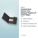 CARPETA SARO GOMAS TRES SOLAPAS PLASTICO 4º COLOR NEGRO - características principales