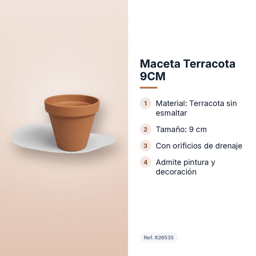 MACETA TERRACOTA 9CM  - características principales
