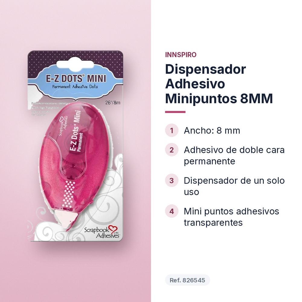 DISPENSADOR ADHESIVO MINIPUNTOS 8MM - características principales