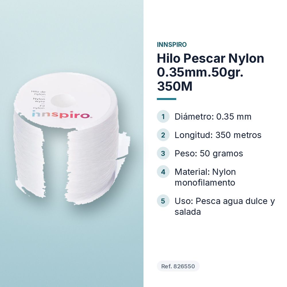 HILO PESCAR NYLON 0.35MM.50GR. 350M - características principales