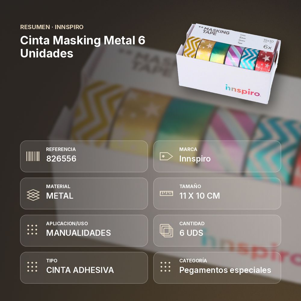 CINTA MASKING METAL 6 UNIDADES - resumen de atributos