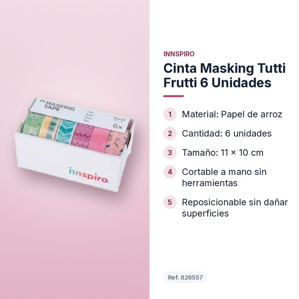 CINTA MASKING TUTTI FRUTTI 6 UNIDADES  - características principales