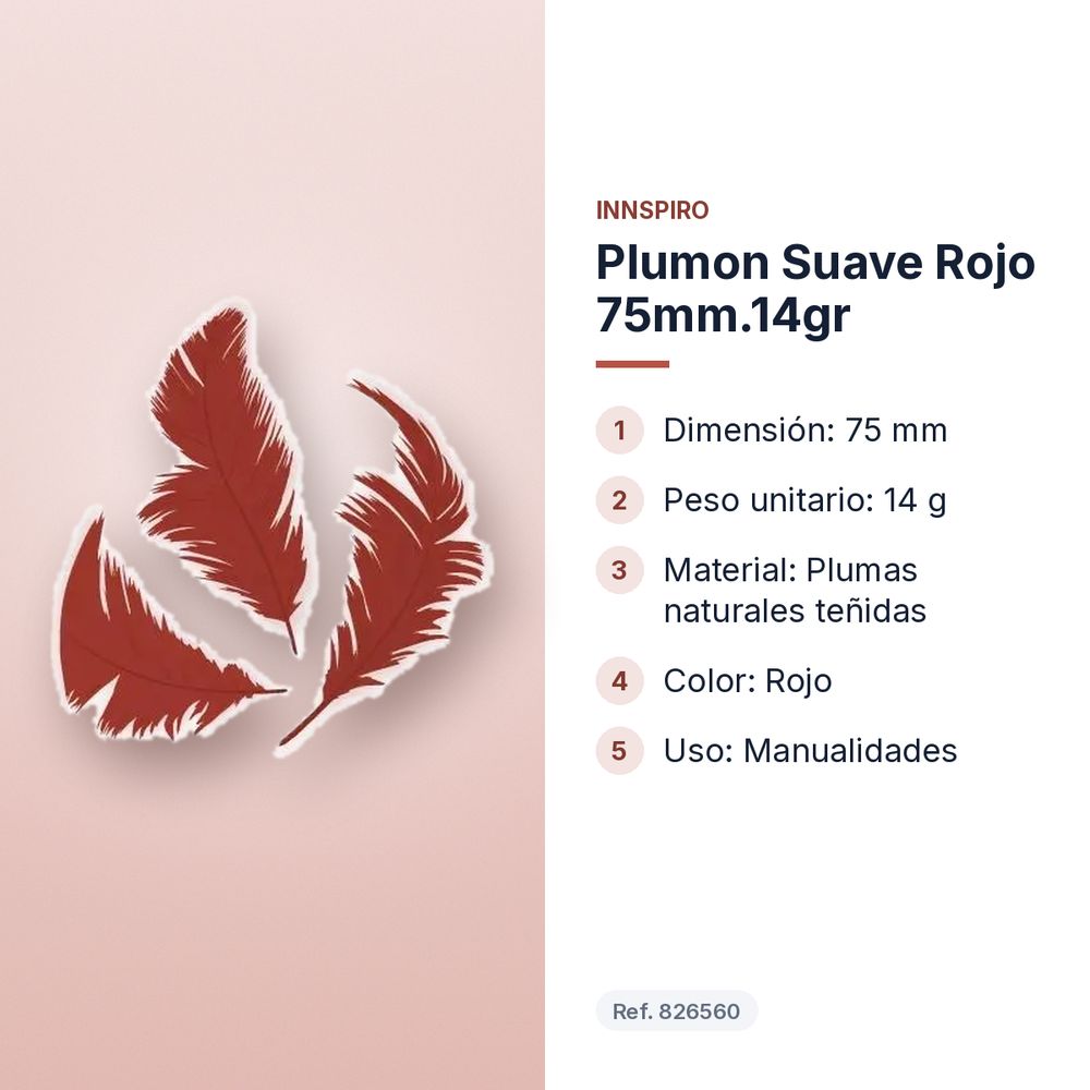 PLUMON SUAVE ROJO 75MM.14GR  - características principales
