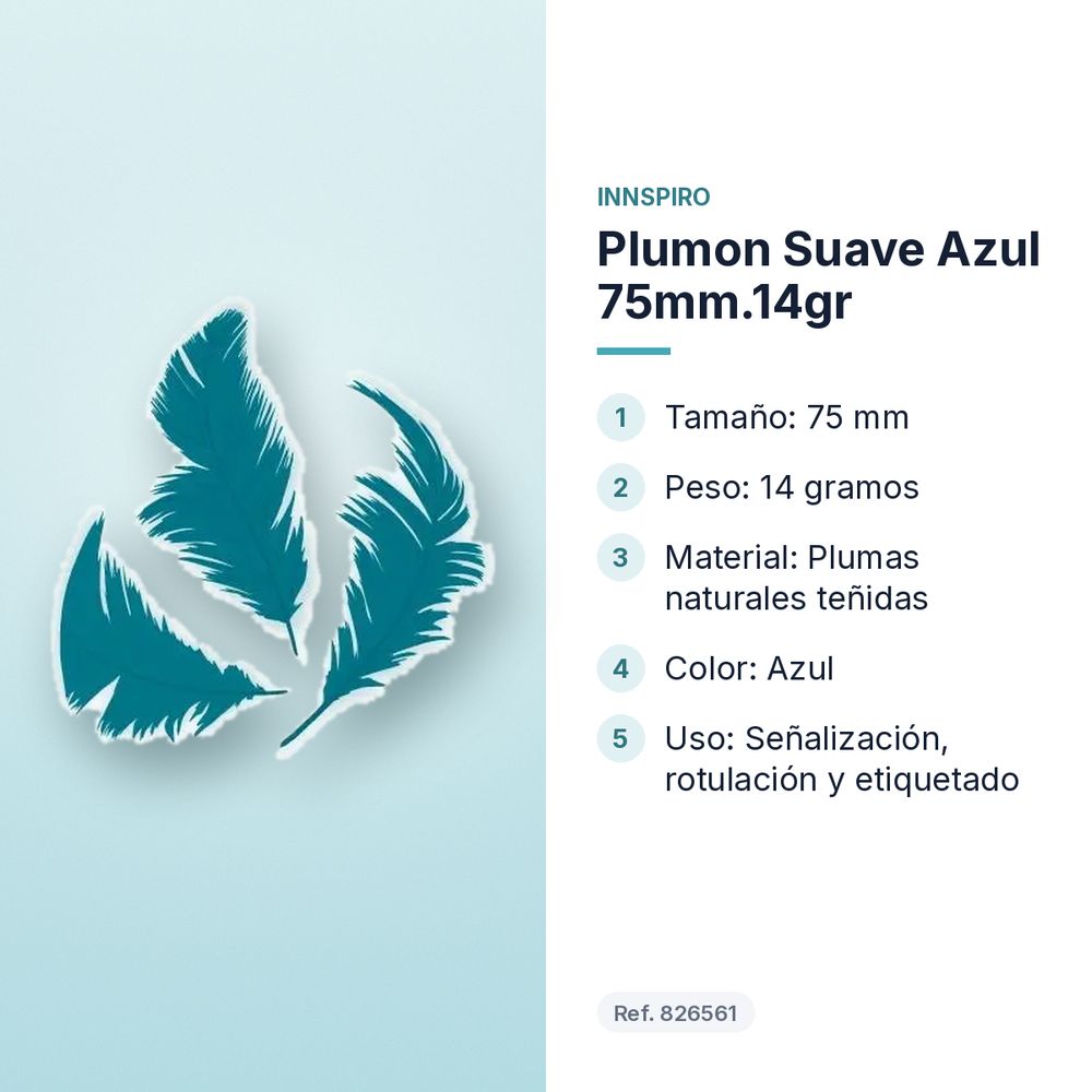PLUMON SUAVE AZUL 75MM.14GR   - características principales