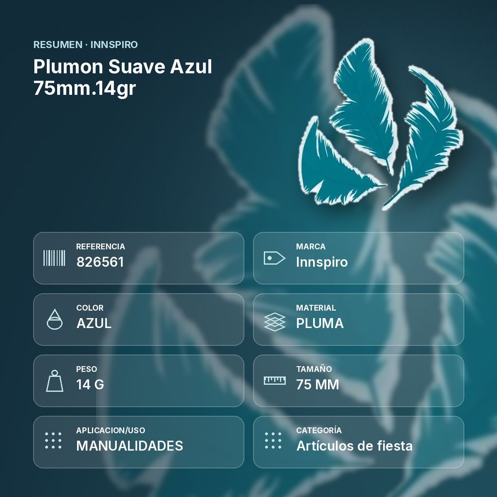 PLUMON SUAVE AZUL 75MM.14GR   - resumen de atributos