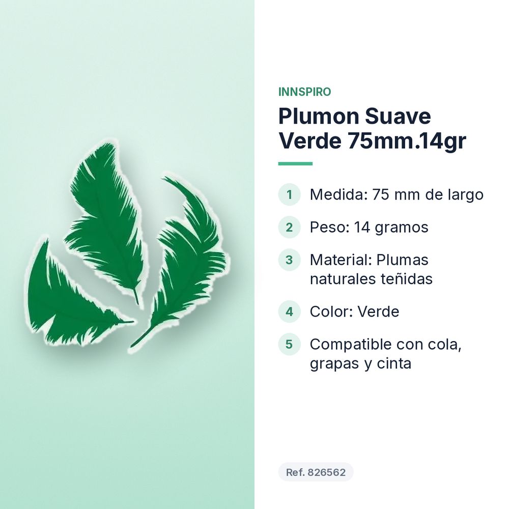 PLUMON SUAVE VERDE 75MM.14GR    - características principales