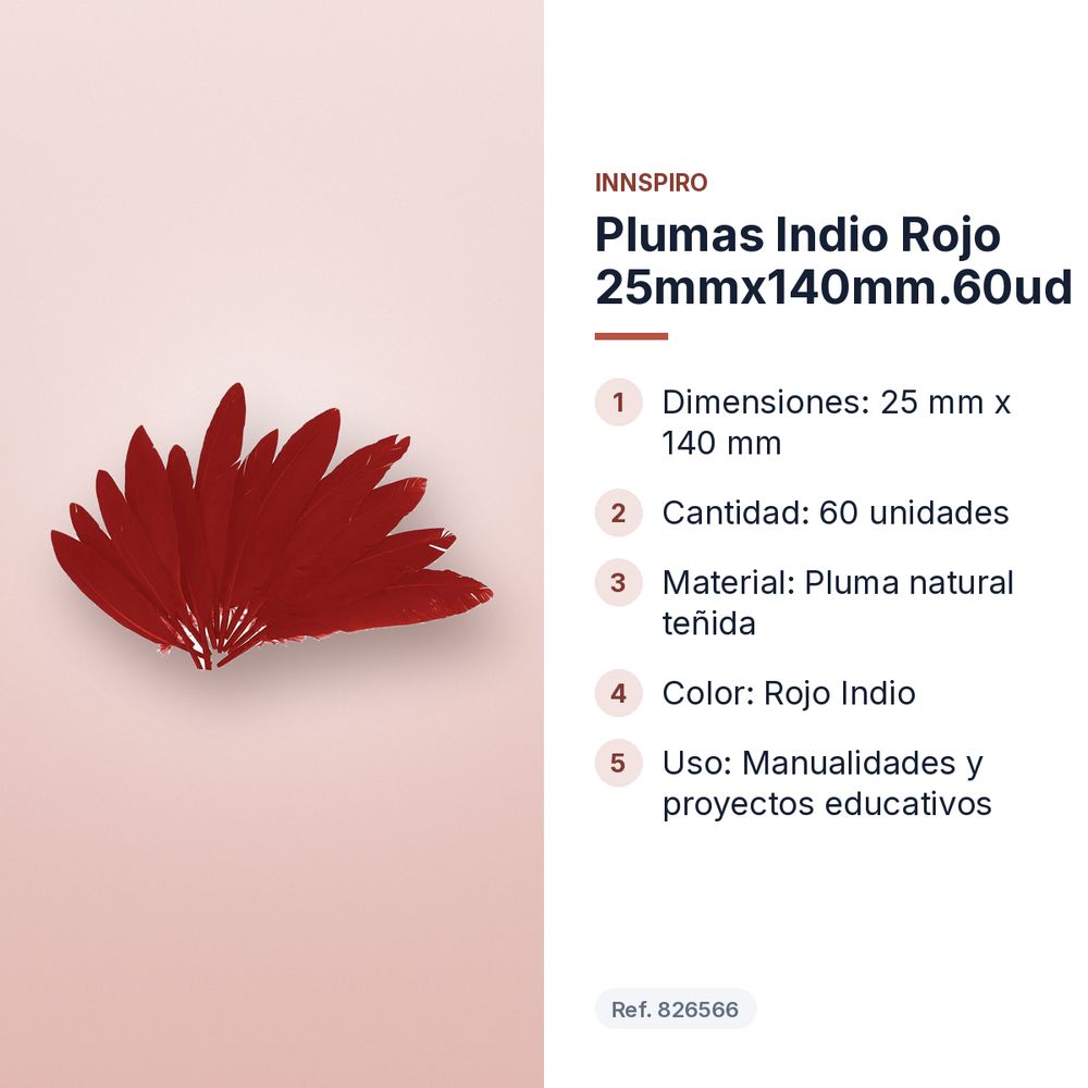 PLUMAS INDIO ROJO 25MMX140MM.60UD   - características principales