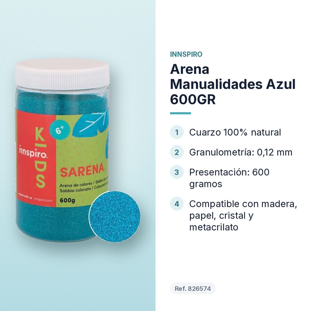 ARENA MANUALIDADES AZUL 600GR         - características principales