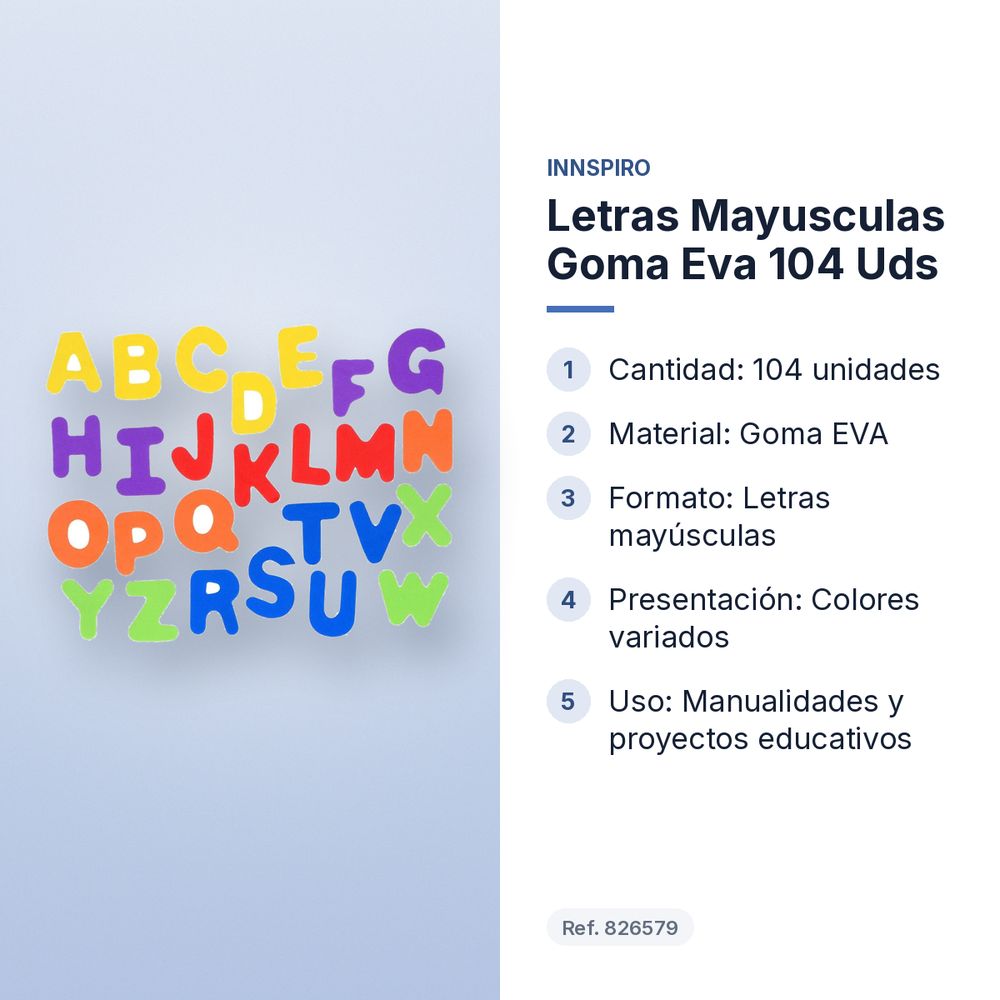LETRAS MAYUSCULAS GOMA EVA 104 UDS  - características principales
