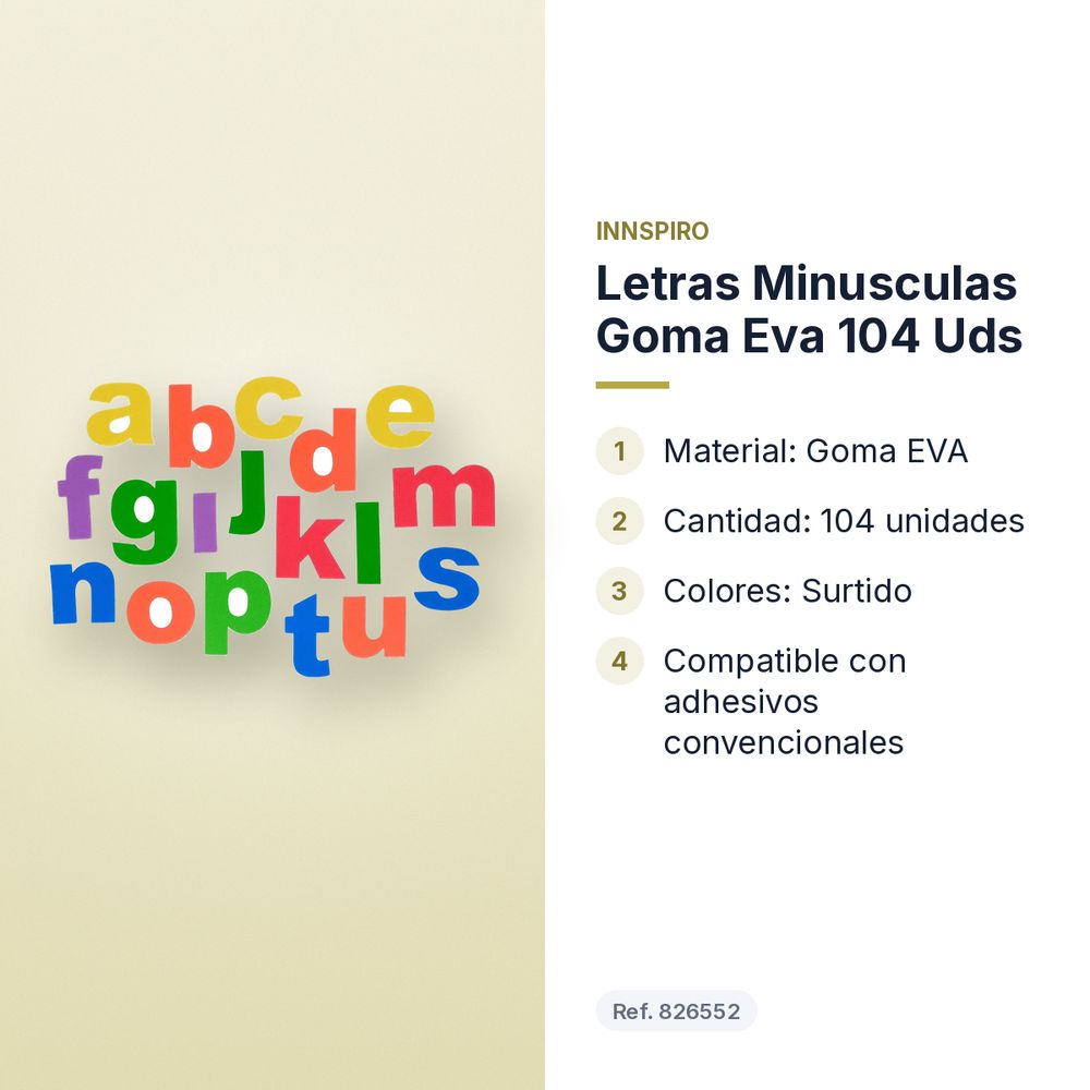 LETRAS MINUSCULAS GOMA EVA 104 UDS   - características principales