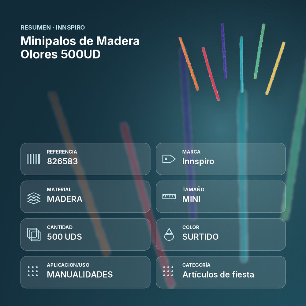 MINIPALOS DE MADERA OLORES 500UD - resumen de atributos