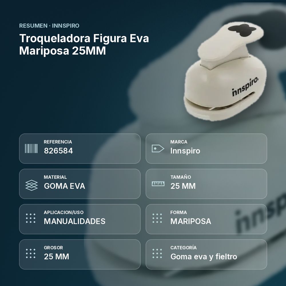 TROQUELADORA FIGURA EVA MARIPOSA 25MM - resumen de atributos