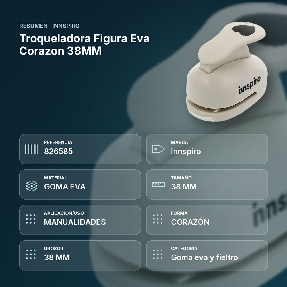 TROQUELADORA FIGURA EVA CORAZON 38MM  - resumen de atributos