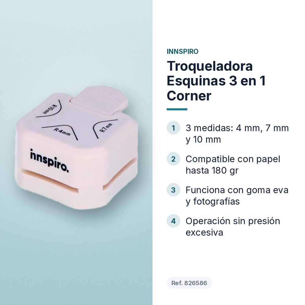 TROQUELADORA ESQUINAS 3 EN 1 CORNER - características principales