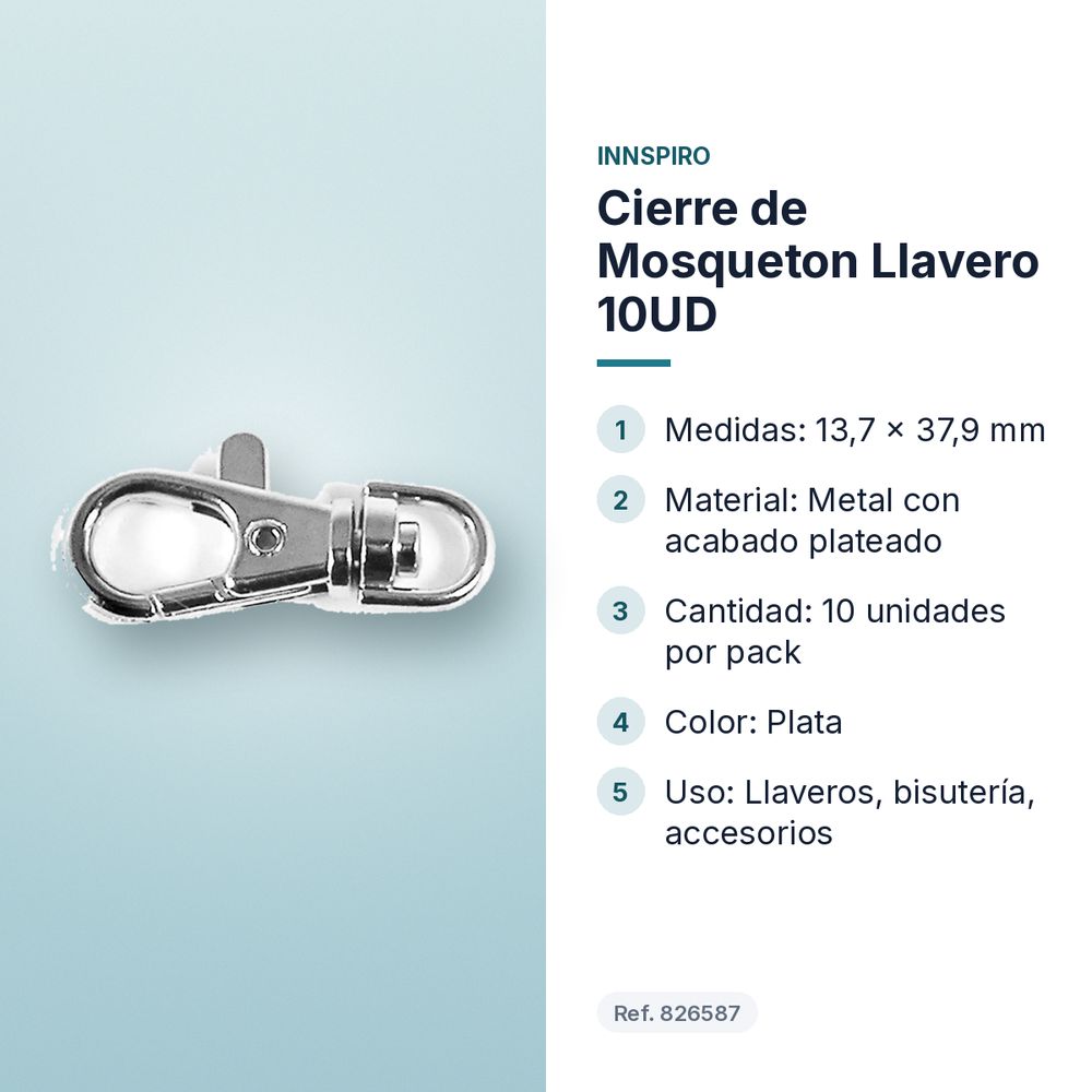 CIERRE DE MOSQUETON LLAVERO 10UD - características principales